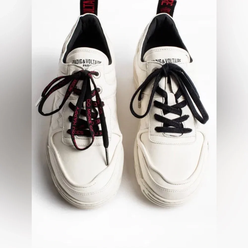 Zadig & Voltaire Women’s Blaze Stylish White Leather Sneakers Size‎ 7.5 (38)